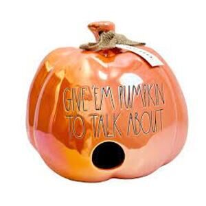 Rae Dunn Orange Iridescent Luster Pumpkin Birdhouse Fall Autumn Halloween Decor